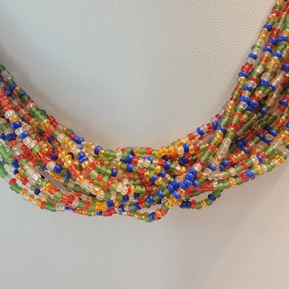 Multi Color and Strand Seed Bead Necklace - Picture 4 of 4